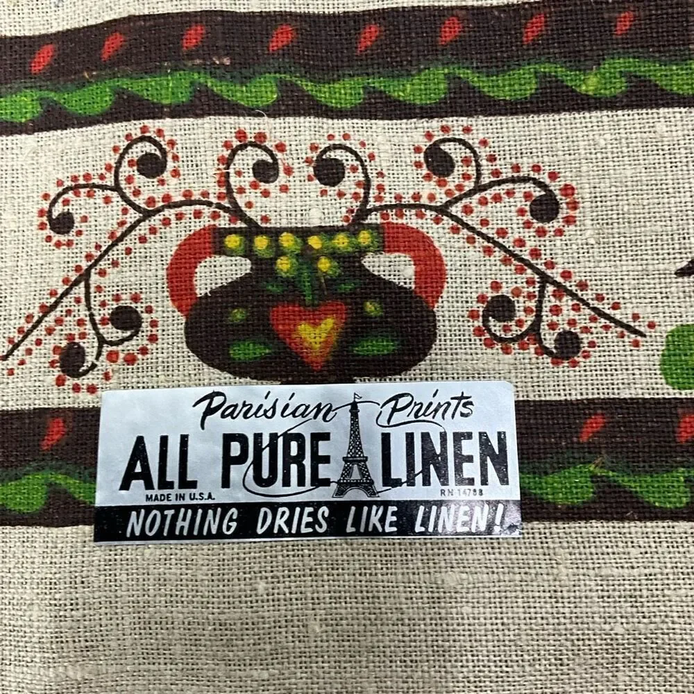VINTAGE Parisian Prints 100% Pure Linen Tea Towel